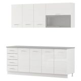 Cucina Bianco Opaco Bianco Lucido Con cassetti, Elettrodomestici non inclusi, Modulabile, Apertura Battente, Scorrevole - Riquew