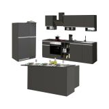 Cucina Grigio Ardesia Grigio Ardesia Con cassetti, Elettrodomestici non inclusi, Modulabile Made in Italy - Arlo
