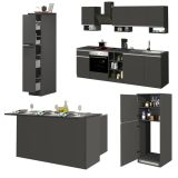 Cucina Grigio Ardesia Grigio Ardesia Con cassetti, Elettrodomestici non inclusi, Modulabile Made in Italy - Arlo