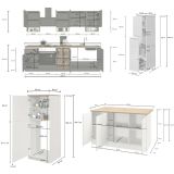 Cucina Grigio Ardesia Grigio Ardesia Con cassetti, Elettrodomestici non inclusi, Modulabile Made in Italy - Arlo