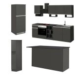 Cucina Grigio Ardesia Grigio Ardesia Con cassetti, Elettrodomestici non inclusi, Modulabile Made in Italy - Arlo
