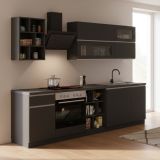 Cucina Grigio Ardesia Grigio Ardesia Con cassetti, Elettrodomestici non inclusi, Modulabile Made in Italy - Fonti