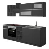 Cucina Grigio Ardesia Grigio Ardesia Con cassetti, Elettrodomestici non inclusi, Modulabile Made in Italy - Fonti