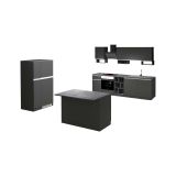 Cucina Grigio Ardesia Grigio Ardesia Con ripiani, Elettrodomestici non inclusi, Modulabile Made in Italy - Arlo