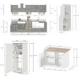 Cucina Grigio Ardesia Grigio Ardesia Con ripiani, Elettrodomestici non inclusi, Modulabile Made in Italy - Arlo