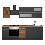Cucina Grigio Ardesia Marrone Rovere Con cassetti, Elettrodomestici non inclusi, 5 Ante Made in Italy - Fonti