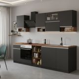 Cucina Grigio Ardesia Marrone Rovere Con cassetti, Elettrodomestici non inclusi, 7 Ante Made in Italy - Attimis