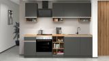 Cucina Grigio Ardesia Marrone Rovere Con cassetti, Elettrodomestici non inclusi, 7 Ante Made in Italy - Attimis