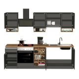 Cucina Grigio Ardesia Marrone Rovere Con cassetti, Elettrodomestici non inclusi, 7 Ante Made in Italy - Attimis