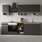 Cucina Grigio Ardesia Marrone Rovere Con cassetti, Elettrodomestici non inclusi, 7 Ante Made in Italy - Attimis