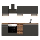 Cucina Grigio Ardesia Marrone Rovere Con cassetti, Elettrodomestici non inclusi, 7 Ante Made in Italy - Attimis
