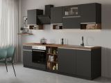 Cucina Grigio Ardesia Marrone Rovere Con cassetti, Elettrodomestici non inclusi, 7 Ante Made in Italy - Attimis