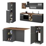 Cucina Grigio Ardesia Marrone Rovere Con cassetti, Elettrodomestici non inclusi, Componibile Made in Italy - Appiah