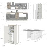 Cucina Grigio Ardesia Marrone Rovere Con cassetti, Elettrodomestici non inclusi, Componibile Made in Italy - Appiah
