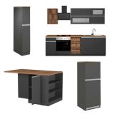 Cucina Grigio Ardesia Marrone Rovere Con cassetti, Elettrodomestici non inclusi, Componibile Made in Italy - Appiah