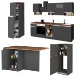 Cucina Grigio Ardesia Marrone Rovere Con cassetti, Elettrodomestici non inclusi, Composizione Made in Italy - Appiah