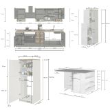 Cucina Grigio Ardesia Marrone Rovere Con cassetti, Elettrodomestici non inclusi, Composizione Made in Italy - Appiah
