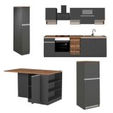 Cucina Grigio Ardesia Marrone Rovere Con cassetti, Elettrodomestici non inclusi, Composizione Made in Italy - Appiah