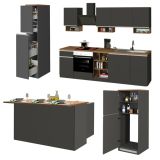 Cucina Grigio Ardesia Marrone Rovere Con cassetti, Elettrodomestici non inclusi, Kit Made in Italy - Appiah