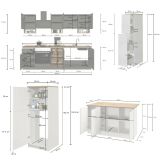 Cucina Grigio Ardesia Marrone Rovere Con cassetti, Elettrodomestici non inclusi, Kit Made in Italy - Appiah