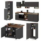 Cucina Grigio Ardesia Marrone Rovere Con cassetti, Elettrodomestici non inclusi, Modulabile Made in Italy - Appiah