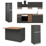 Cucina Grigio Ardesia Marrone Rovere Con cassetti, Elettrodomestici non inclusi, Modulabile Made in Italy - Appiah