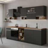 Cucina Grigio Ardesia Marrone Rovere Con cassetti, Elettrodomestici non inclusi, Modulabile Made in Italy - Attiko