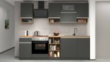 Cucina Grigio Ardesia Marrone Rovere Con cassetti, Elettrodomestici non inclusi, Modulabile Made in Italy - Attiko