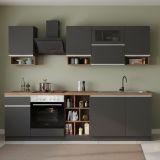 Cucina Grigio Ardesia Marrone Rovere Con cassetti, Elettrodomestici non inclusi, Modulabile Made in Italy - Attiko