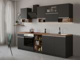 Cucina Grigio Ardesia Marrone Rovere Con cassetti, Elettrodomestici non inclusi, Modulabile Made in Italy - Attiko