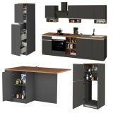 Cucina Grigio Ardesia Marrone Rovere Con cassetti, Elettrodomestici non inclusi, Set Made in Italy - Appiah