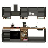 Cucina Grigio Ardesia Marrone Rovere Con cassetti, Elettrodomestici non inclusi, Set Made in Italy - Appiah
