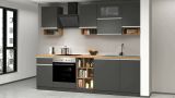 Cucina Grigio Ardesia Marrone Rovere un Cassetto Modulabile, 19 Ripiani Made in Italy - Attiko