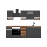 Cucina Grigio Ardesia Marrone Rovere un Cassetto Modulabile, 19 Ripiani Made in Italy - Attiko