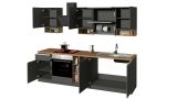 Cucina Grigio Ardesia Marrone Rovere un Cassetto Modulabile, 19 Ripiani Made in Italy - Attiko