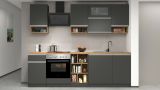 Cucina Grigio Ardesia Marrone Rovere un Cassetto Modulabile, 19 Ripiani Made in Italy - Attiko