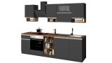 Cucina Grigio Ardesia Marrone Rovere un Cassetto Modulabile, 19 Ripiani Made in Italy - Attiko