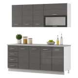 Cucina Grigio Scuro Grigio Chiaro Con cassetti, Elettrodomestici non inclusi, Modulabile - Riquew