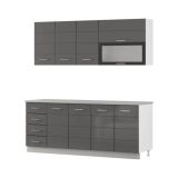 Cucina Grigio Scuro Grigio Chiaro Con cassetti, Elettrodomestici non inclusi, Modulabile - Riquew