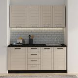 Cucina Marrone Sabbia Nero Con cassetti, Elettrodomestici non inclusi, Modulabile, Apertura Battente, Scorrevole - Monsch