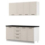 Cucina Marrone Sabbia Nero Con cassetti, Elettrodomestici non inclusi, Modulabile, Apertura Battente, Scorrevole - Monsch