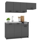 Cucina Nero Antracite Con cassetto, Elettrodomestici non inclusi, Modulabile - Cormone