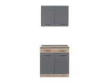 Cucina Nero Antracite Marrone Con cassetto, Elettrodomestici non inclusi, Apertura Battente, Scorrevole - Garessio