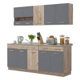 Cucina Nero Antracite Marrone Rovere Con cassetti, Elettrodomestici non inclusi, 10 Ante - Bornago