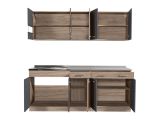 Cucina Nero Antracite Marrone Rovere Con cassetti, Elettrodomestici non inclusi, 10 Ante - Bornago