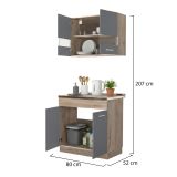 Cucina Nero Antracite Marrone Rovere Con cassetti, Elettrodomestici non inclusi, 3 Vani - Taurano