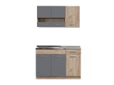 Cucina Nero Antracite Marrone Rovere Con cassetto, Elettrodomestici non inclusi, 6 Ante - Lanzo