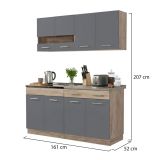 Cucina Nero Antracite Marrone Rovere Con cassetto, Elettrodomestici non inclusi, 8 Ante - Solarolo