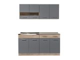 Cucina Nero Antracite Marrone Rovere Con cassetto, Elettrodomestici non inclusi, 8 Ante - Solarolo