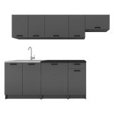 Cucina Nero Antracite Modulabile Con cassetto, Elettrodomestici non inclusi - Rostas